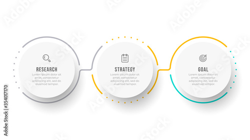 Timeline Infographic template. Business concept with circle and 3 options or steps. Can be used for workflow diagram, info chart, annual report or web design.