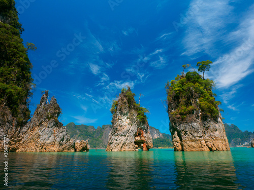 Scenery between rock formations in Khao Sok Lake