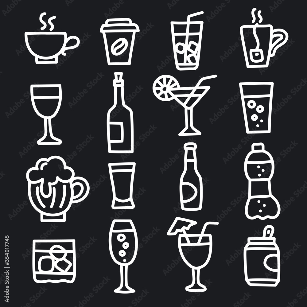beverages icons set beverages icons set