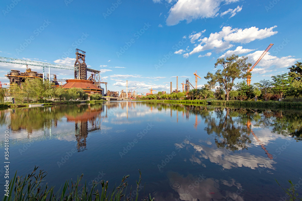 Fototapeta premium blast furnace in old factory site in beijing