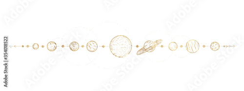chic golden luxurious retro vintage engraving style. image of the sun and moon phases. culture of occultism. Vector graphics