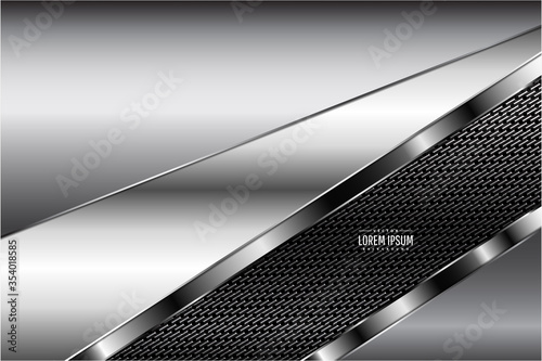  Metal technology background with grey and silver dark space vector illustration	