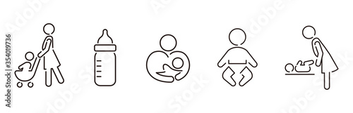 stroller icon baby push vector