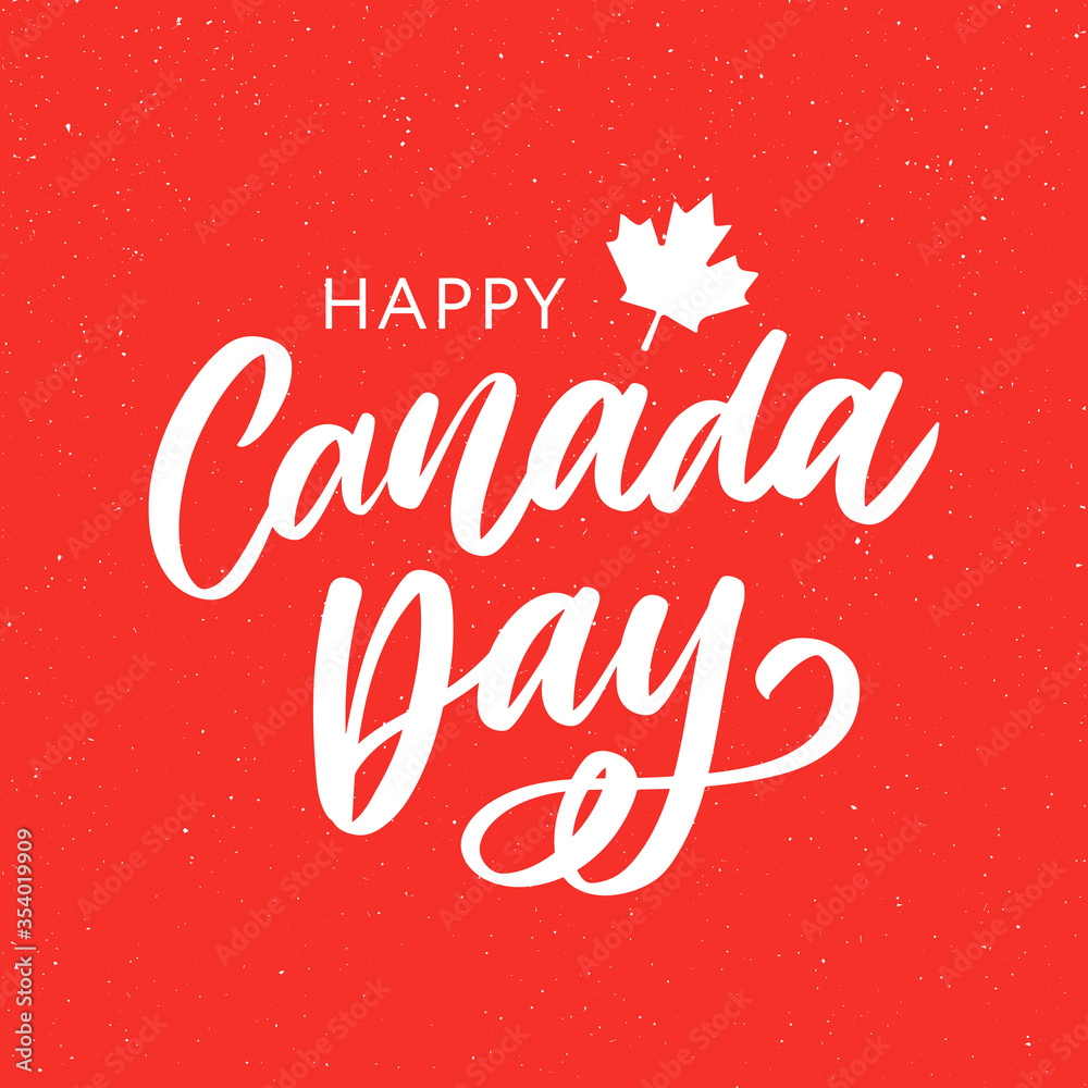 Happy Canada Day Hand Drawn Calligraphy Pen Brush Vector
