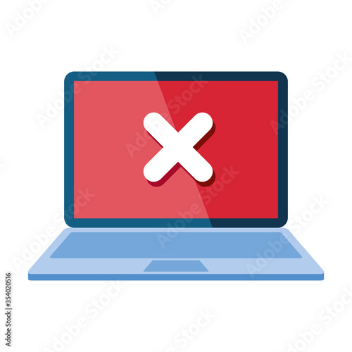 laptop with error notification icon vector illustration design