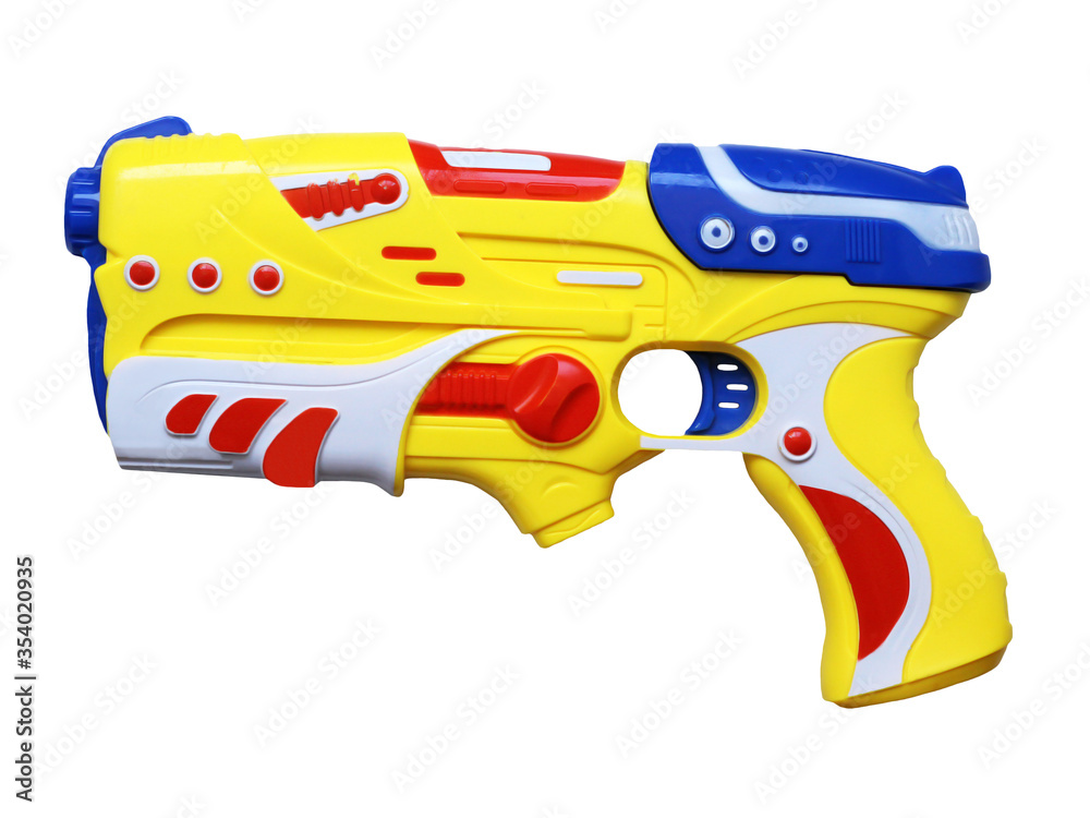 Toy Gun made of plastic isolated on white background Toy Gun made of plastic isolated on white background