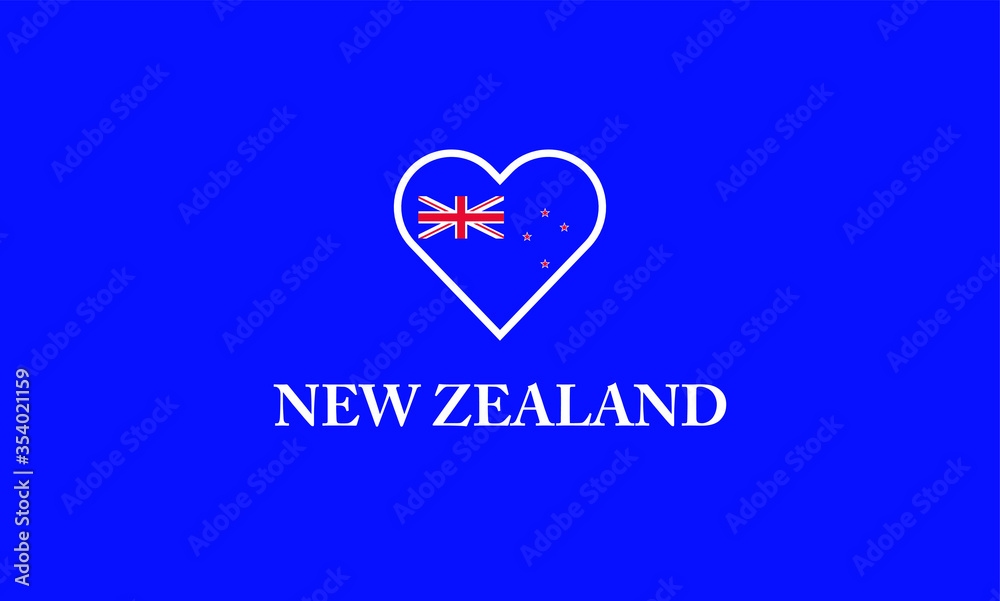 New Zealand heart love symbol flag country