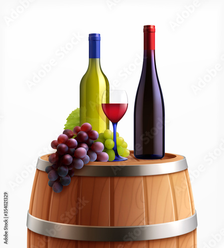 Wooden Barrel Wine Composition