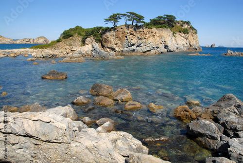 Far Eastern State Marine Reserve. View at Teplaya (Warm) Bay of Peter the Great Gulf. Gamow Peninsula, Primorsky Krai (Primorye), Far East, Russia.