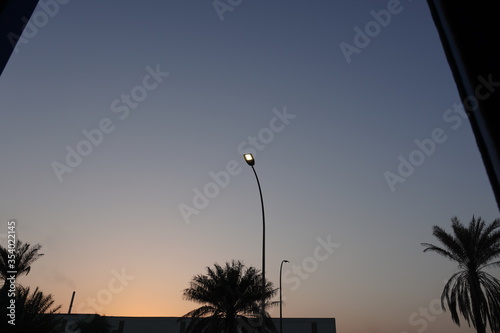 Steet light is always wonderful to watch, especially street lights just before the sunset. COVID times , Jebel Ali , UAE.