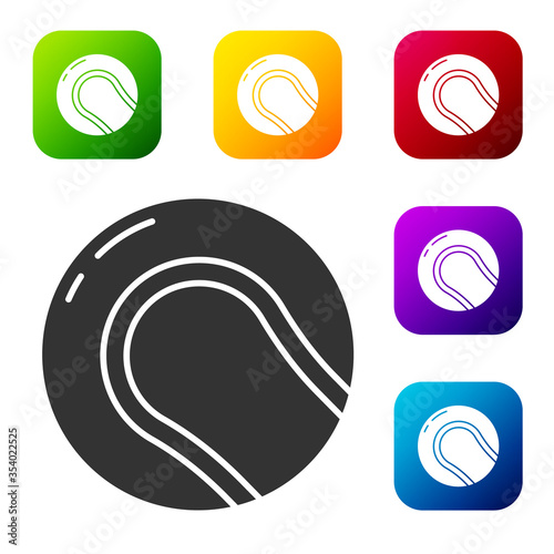Black Baseball ball icon isolated on white background. Set icons in color square buttons. Vector Illustration.