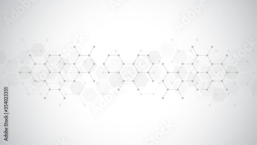 Abstract molecules background. Molecular structures or chemical engineering, genetic research, innovation technology. Scientific, technical or medical concept.