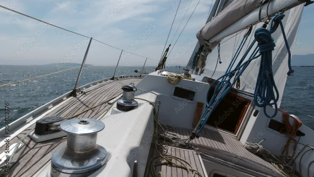 sea view from a sailing yacht during a regatta 4k slow motion sea view from a sailing yacht during a regatta 4k slow motion