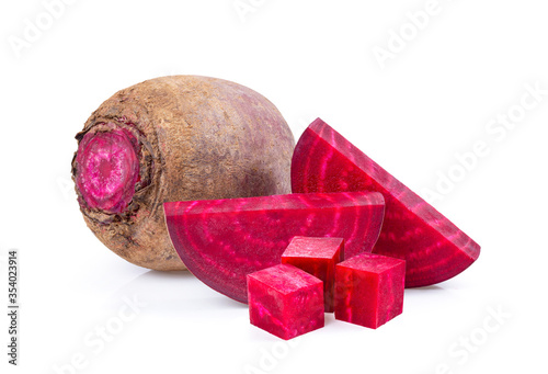  beetroot vegetables and a half  isolated on white background