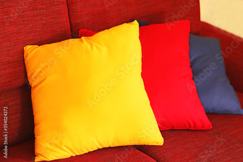 colorful cushions on a sofa