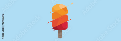 Gelato ghiacciolo colorato. Gelato con bastoncino. Banner vettoriale 