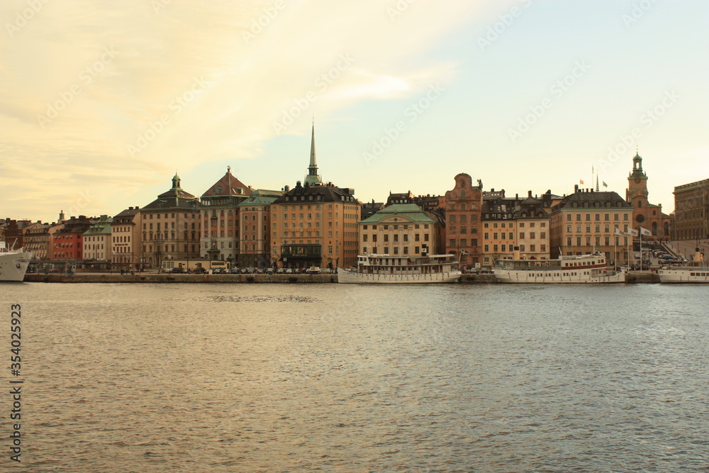 Obraz premium Vue Panoramique Vieille Ville colorée de Stockholm Suède