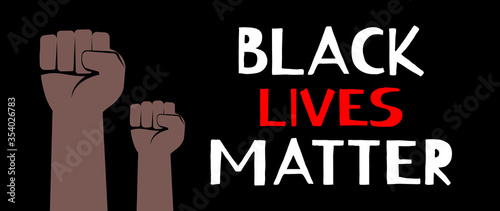 black lives matter banner design with african american fist hand