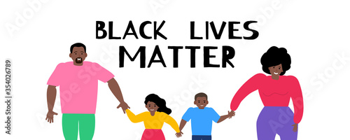 black lives matter happy african american family holding hands vector illustration