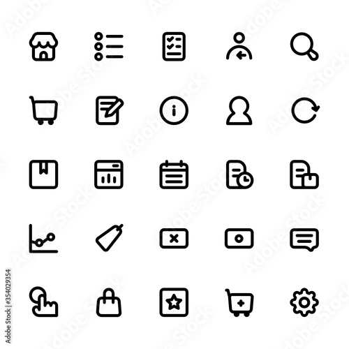 icon set market place or online shop theme icon with style line for user interface and website