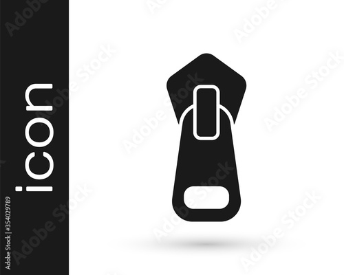 Grey Zipper icon isolated on white background. Vector Illustration.