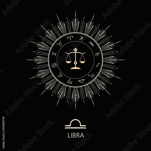 Zodiac sign Libra. The symbol of the astrological horoscope.