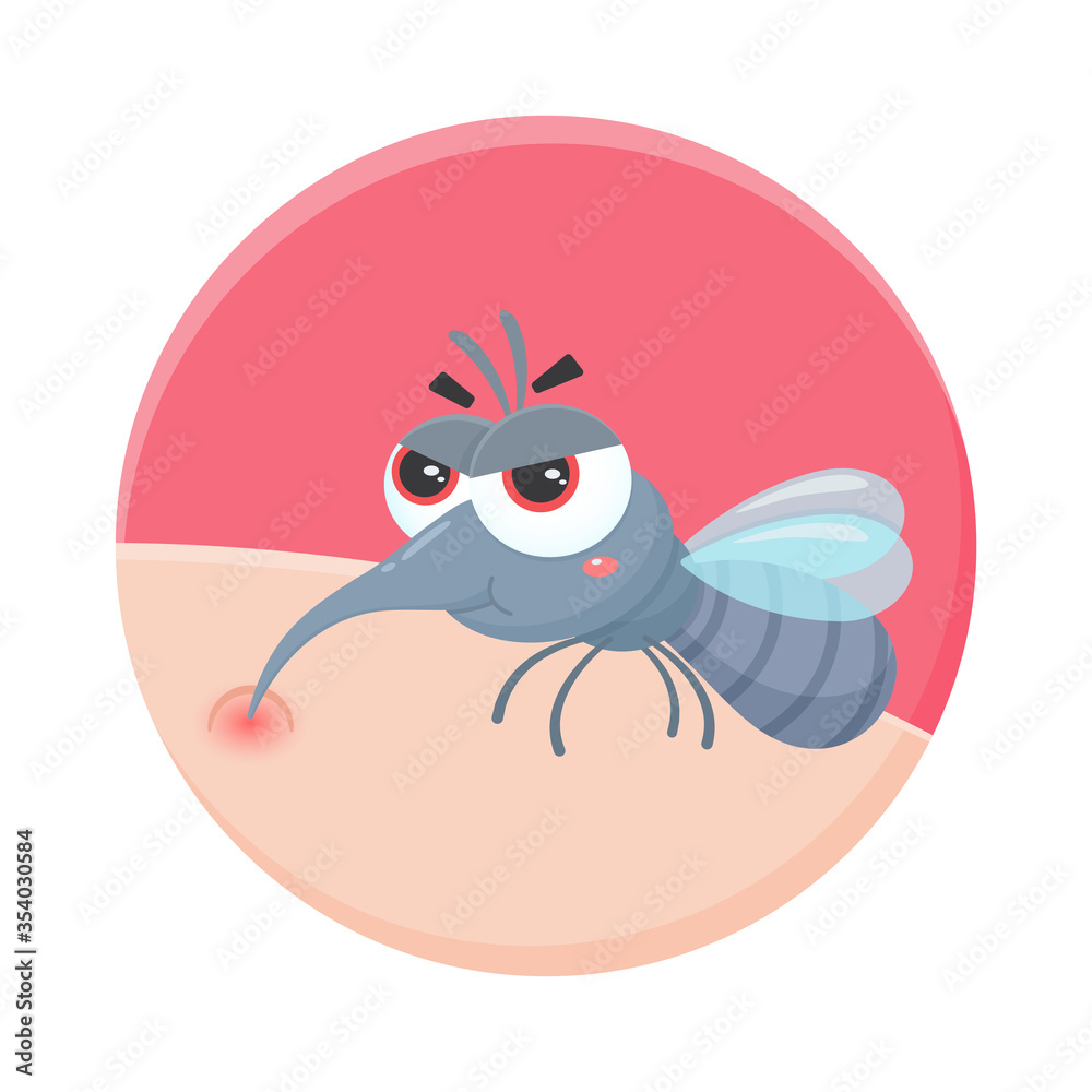 Vector cartoon mosquito sucking the blood of people, Aedes mosquitoes carry  dengue fever to humans. vector de Stock | Adobe Stock