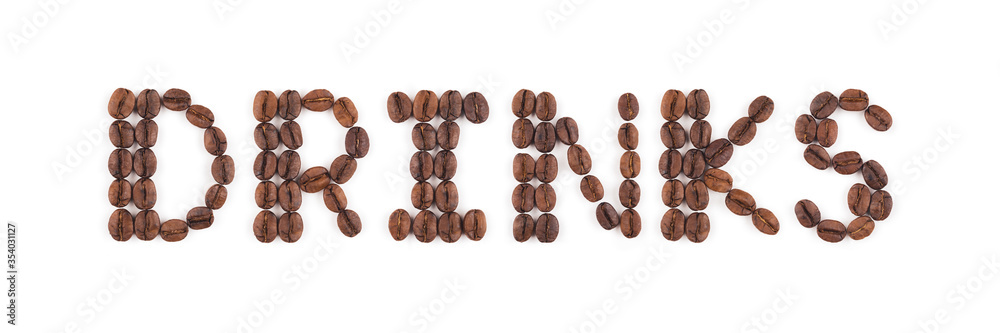 High resolution roasted coffee beans in letters High resolution roasted coffee beans in letters