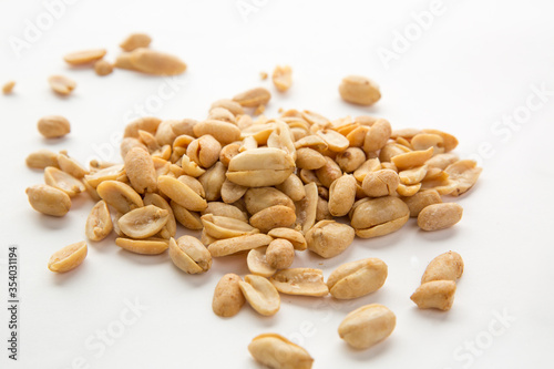 Close-up image of peanuts studio isolated on white background