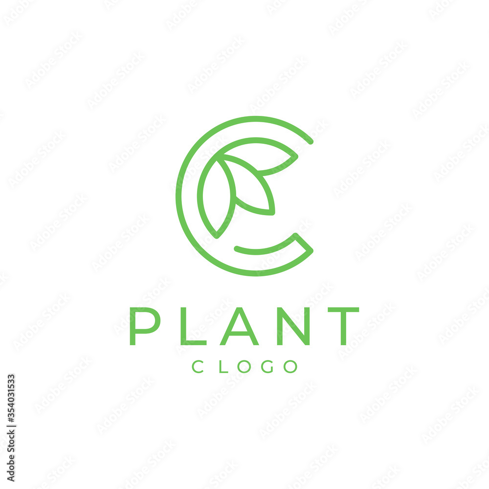 Natural modern logo design with a combination of the letter C symbol and leaf plants Natural modern logo design with a combination of the letter C symbol and leaf plants
