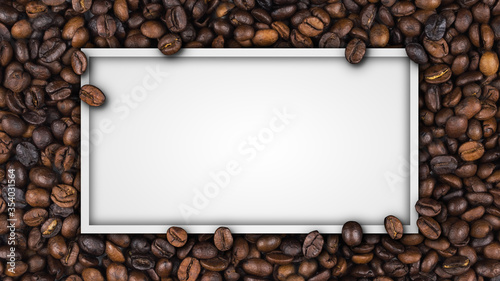 Empty frame of roasted coffee beans banner