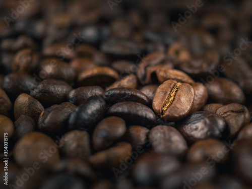 Close-up of roasted Thai coffee beans