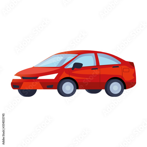 red sedan car vehicle transport icon vector illustration design