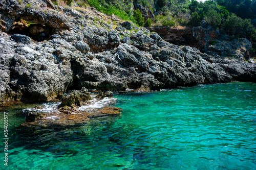 Italy, Campania, Marine Protected Area - Infreschi and Masseta coast - 11 August 2019 - The turquoise sea of ​​Cilento
