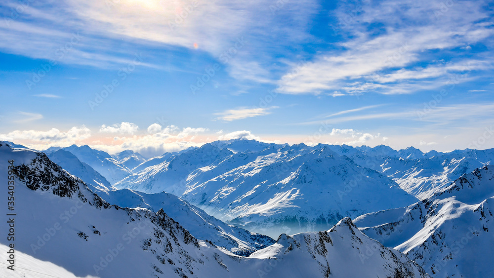 Mountain landscape in the winter. Austrian Alps, Tirol.