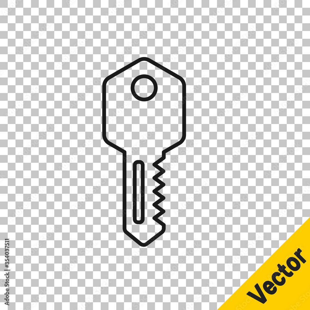 Black line House key icon isolated on transparent background. Vector Illustration. Black line House key icon isolated on transparent background. Vector Illustration.
