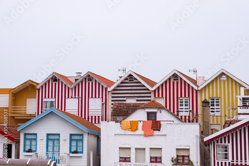 Colourful Wooden Striped Traditional Houses in Costa Nova - Aveiro, Portugal