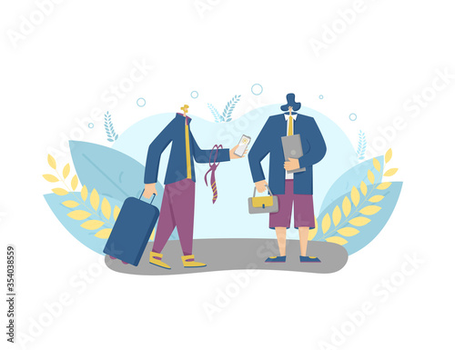 Bleisure concept. Work life balance. Vector person