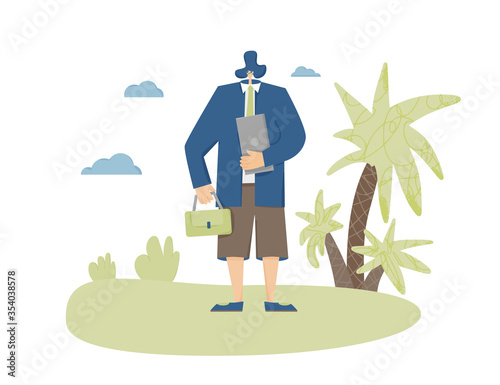 Bleisure concept. Work life balance. Vector person