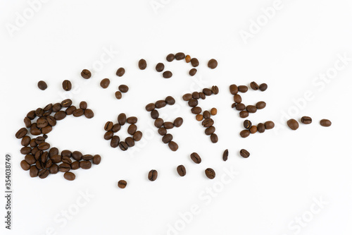 Coffe word lined with coffee beans