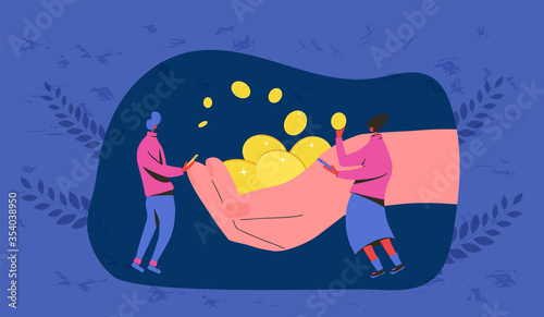 Unic city basic income. Vector flat color concept.