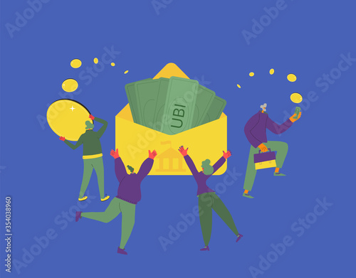 Unic city basic income. Vector flat color concept.