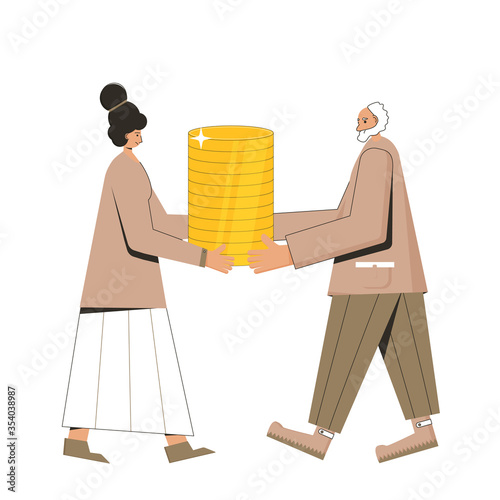 Unic city basic income. Vector flat color concept.