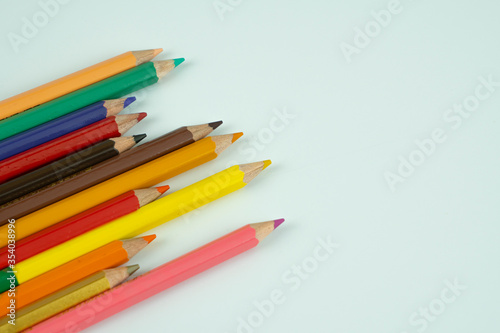 color pencils on a white background close-up