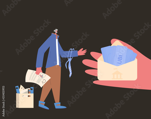 Unic city basic income. Vector flat color concept.
