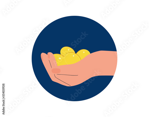 Unic city basic income. Vector flat color concept.