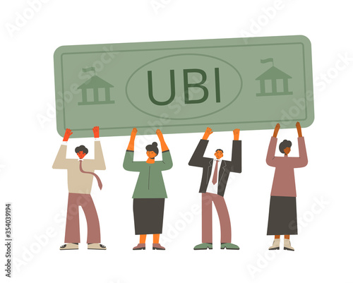 Unic city basic income. Vector flat color concept.