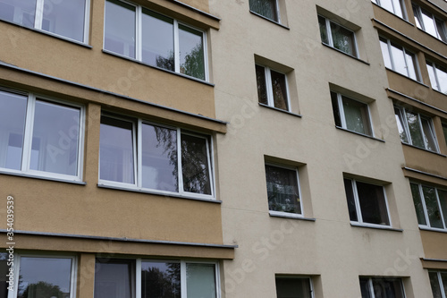 Fragment of the facade of a residential city building.