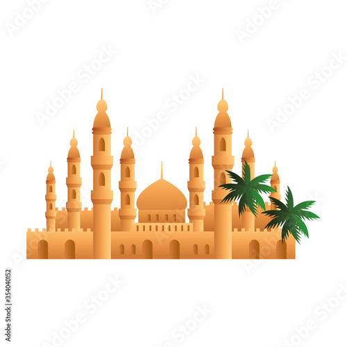 facade mosque islam structure on white background vector illustration design