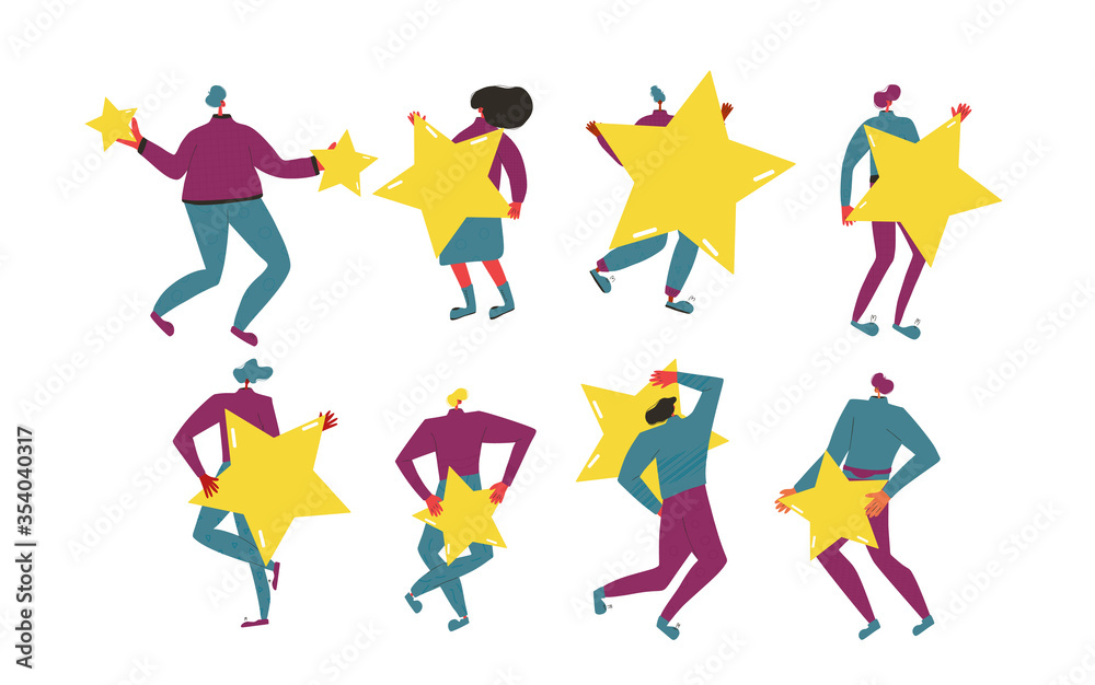 Feedback concept. People with stars in their hands Feedback concept. People with stars in their hands